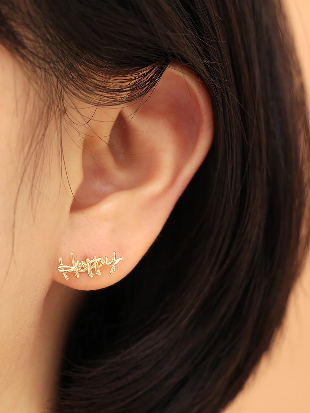 14K Gold Happy Cartilage Earring 20G - Image 2
