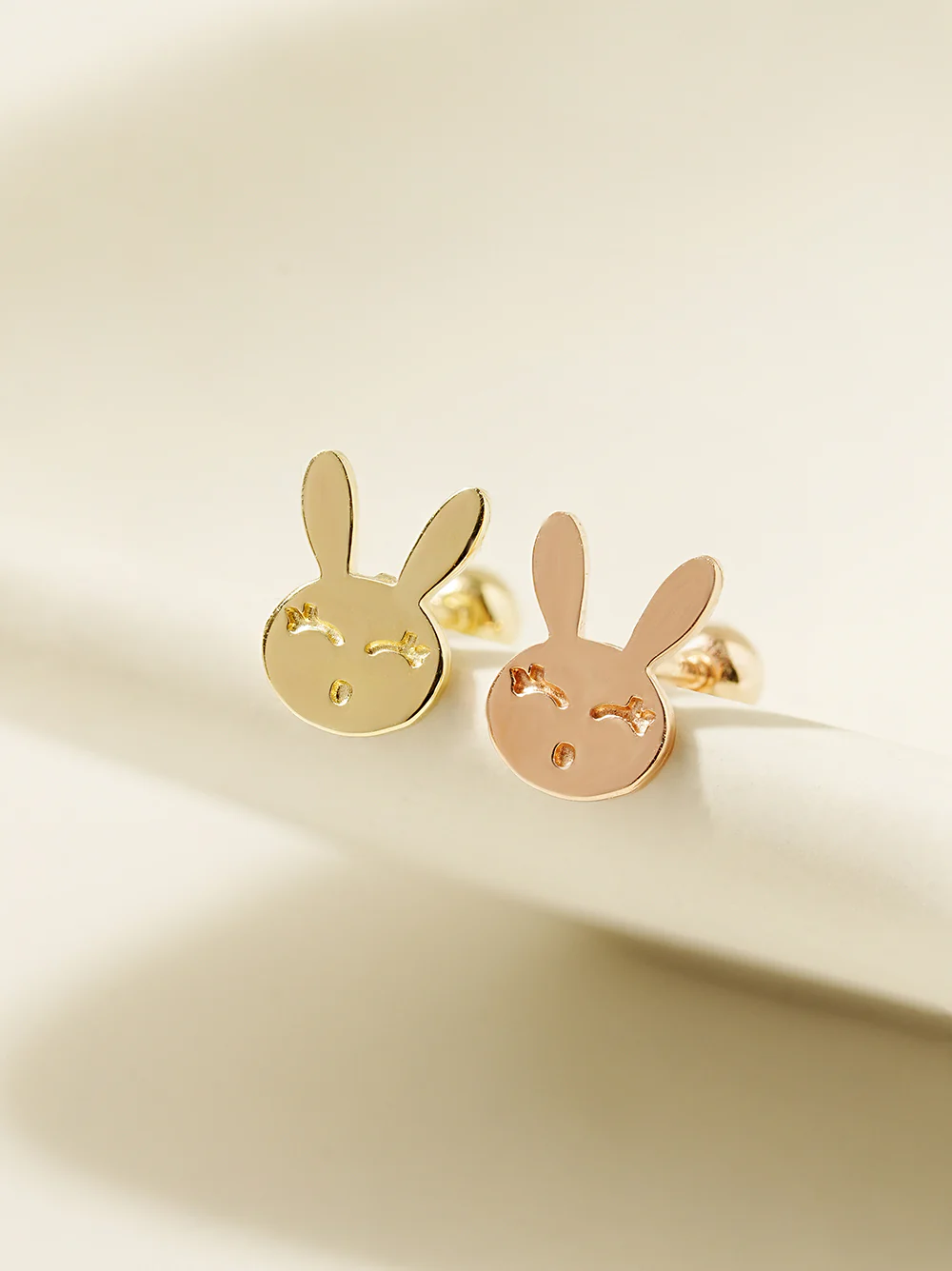 14K Gold Happy Rabbit Cartilage Earring 20G - Image 3