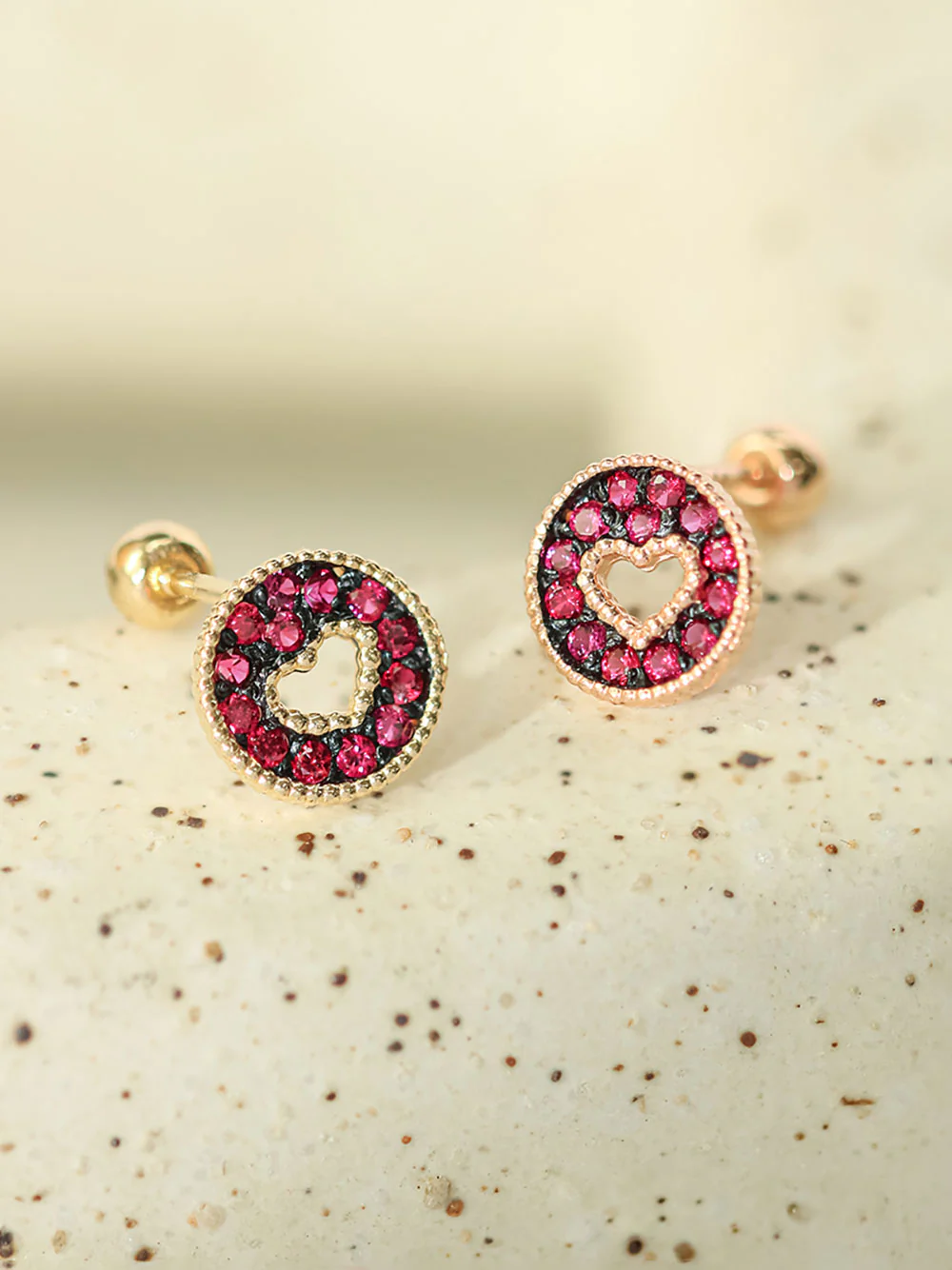 14K Gold Heart Candy Cubics Cartilage Earring 20G18G16G