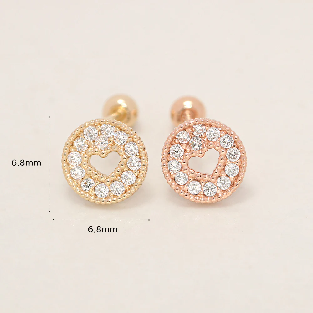 14K Gold Heart Candy Cubics Cartilage Earring 20G18G16G - Image 13