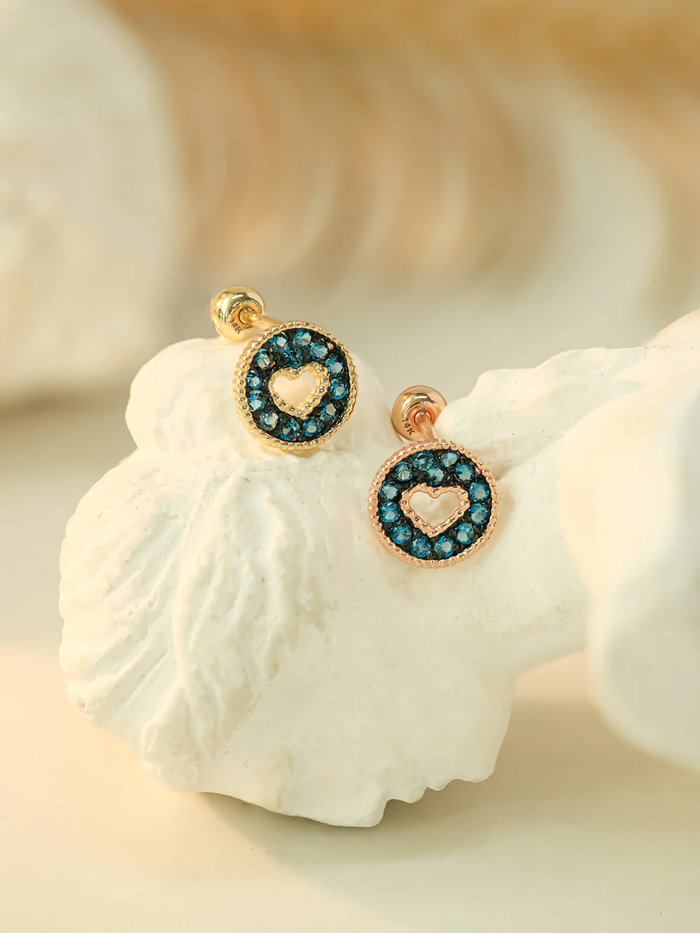 14K Gold Heart Candy Cubics Cartilage Earring 20G18G16G - Image 3