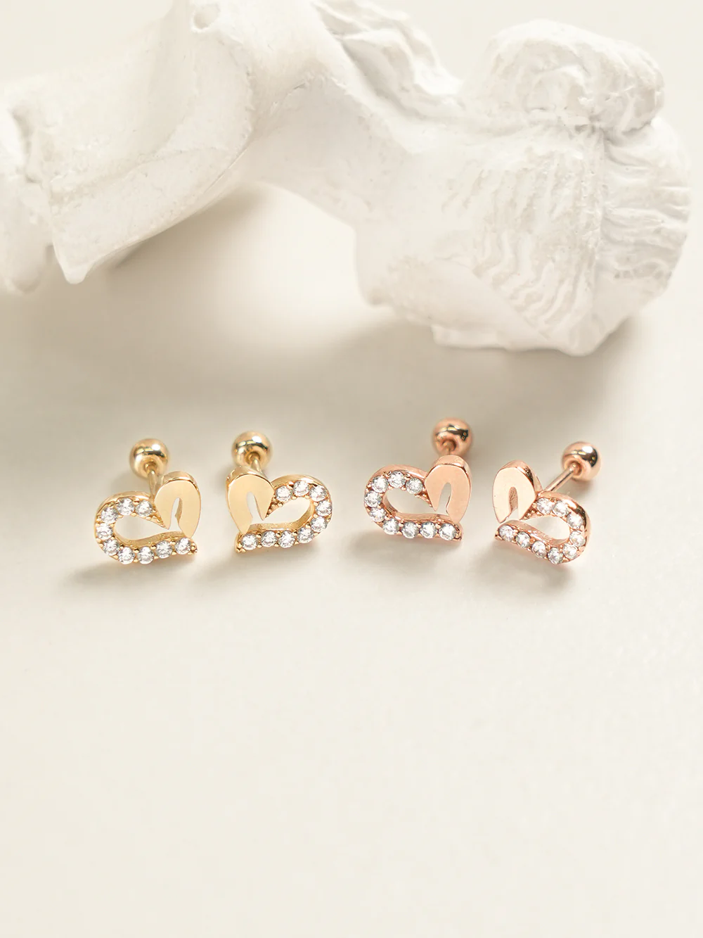 14K Gold Heart Half Cubic Cartilage Earring 20G18G16G - Image 11