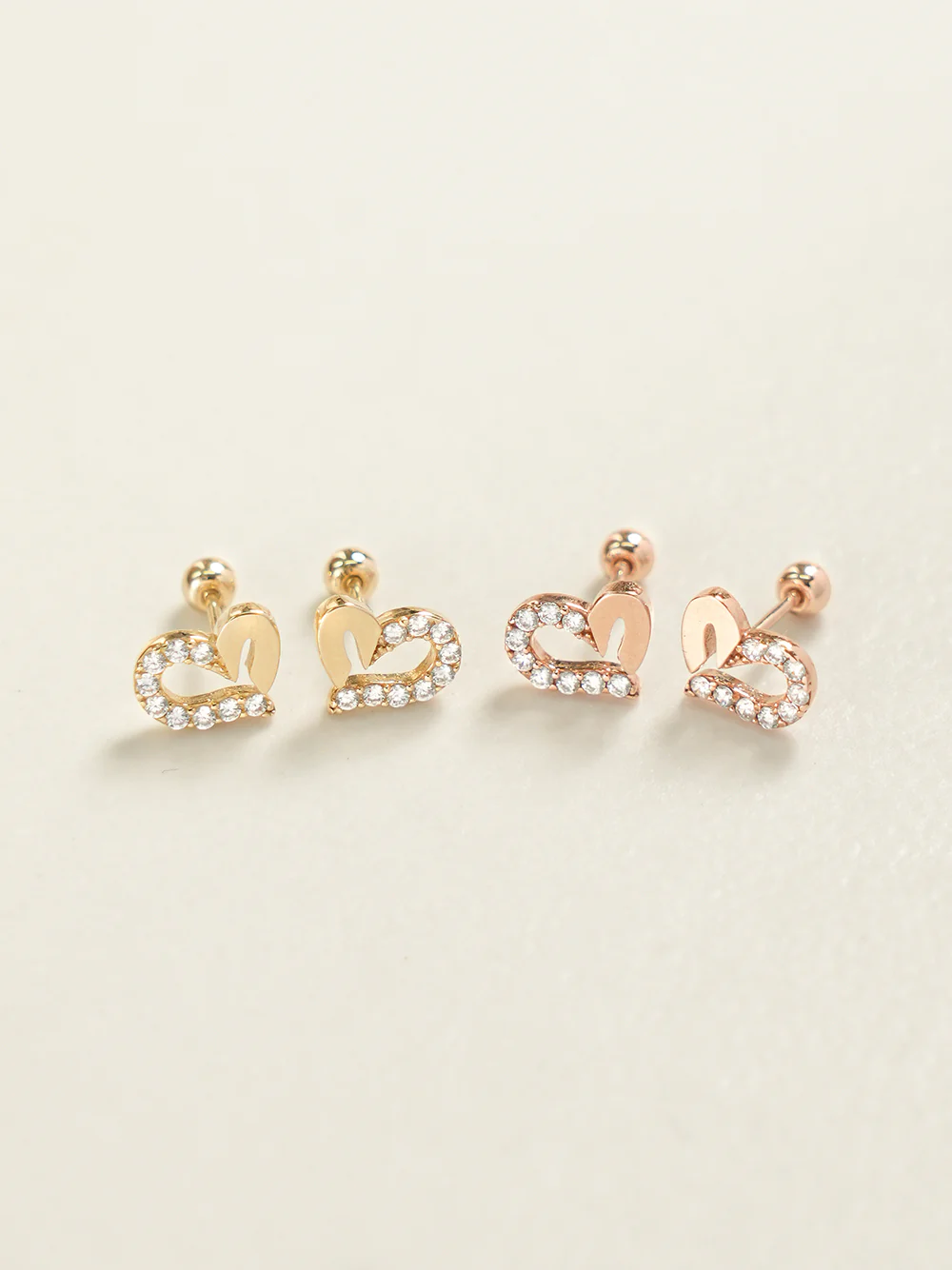 14K Gold Heart Half Cubic Cartilage Earring 20G18G16G - Image 9