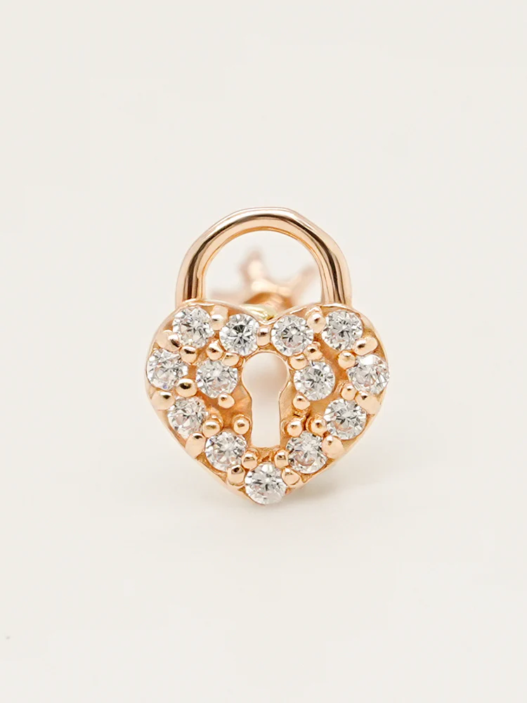 14K Gold Heart Love Lock Cartilage Earring 18G16G - Image 12