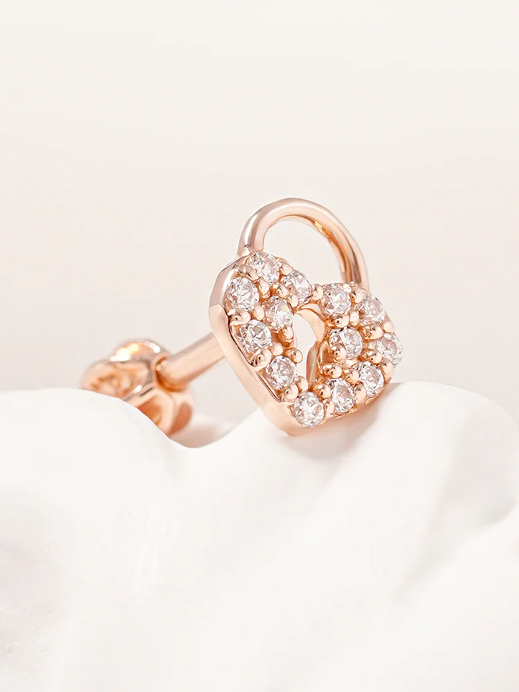 14K Gold Heart Love Lock Cartilage Earring 18G16G - Image 3