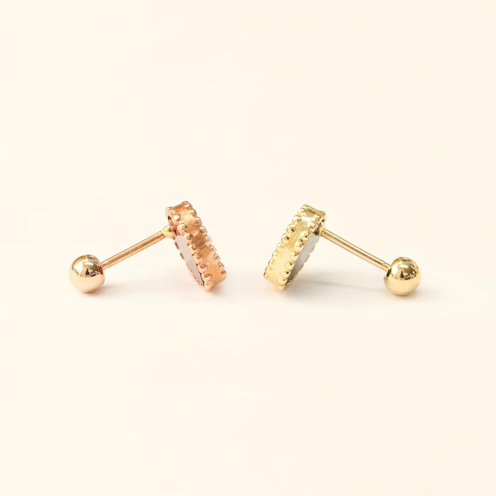14K Gold Natural Stone Heart Cartilage Earring 20G - Image 12