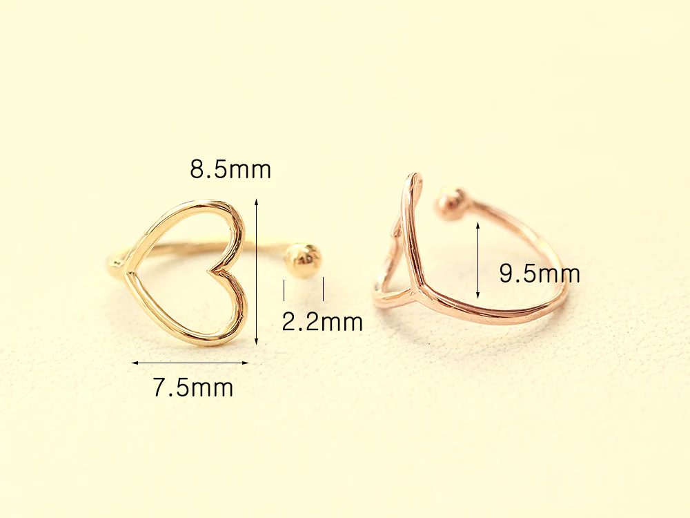 14K Gold Heart Point Ear Cuff - Image 8