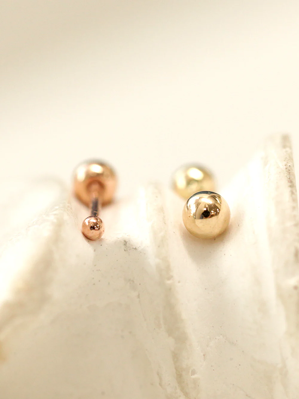 14K Gold Heavy Ball Cartilage Earring 20G18G16G - Image 3