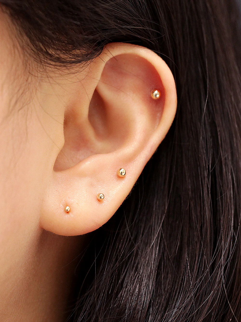 14K Gold Heavy Ball Cartilage Earring 20G18G16G - Image 7