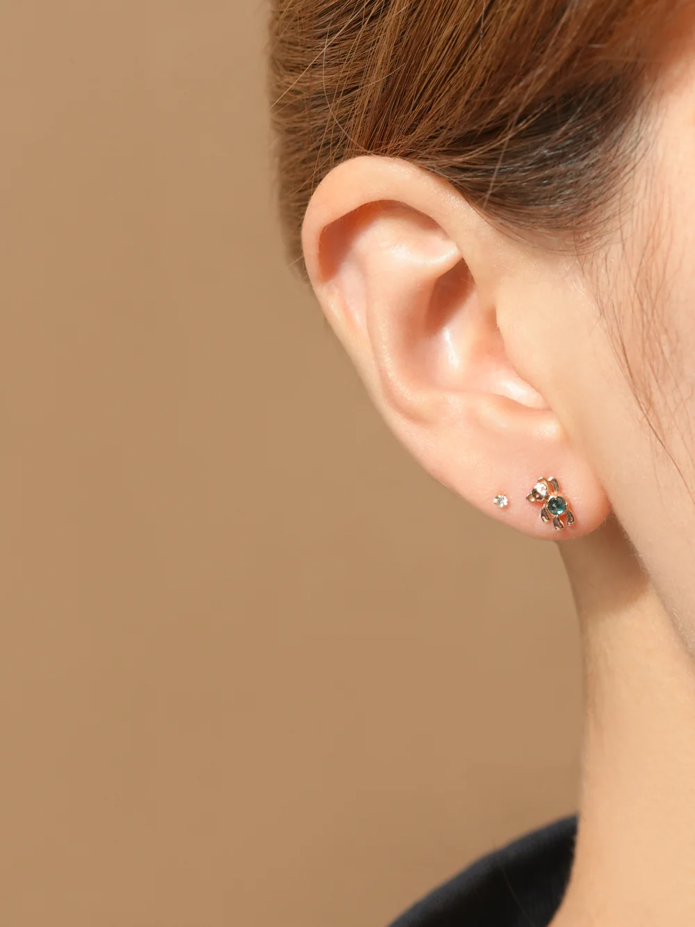 14K Gold Hello Bear Cartilage Earring 18G - Image 4
