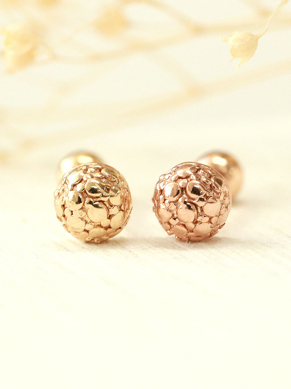 14K Gold Hemisphere Cartilage Earring 20G18G16G - Image 5