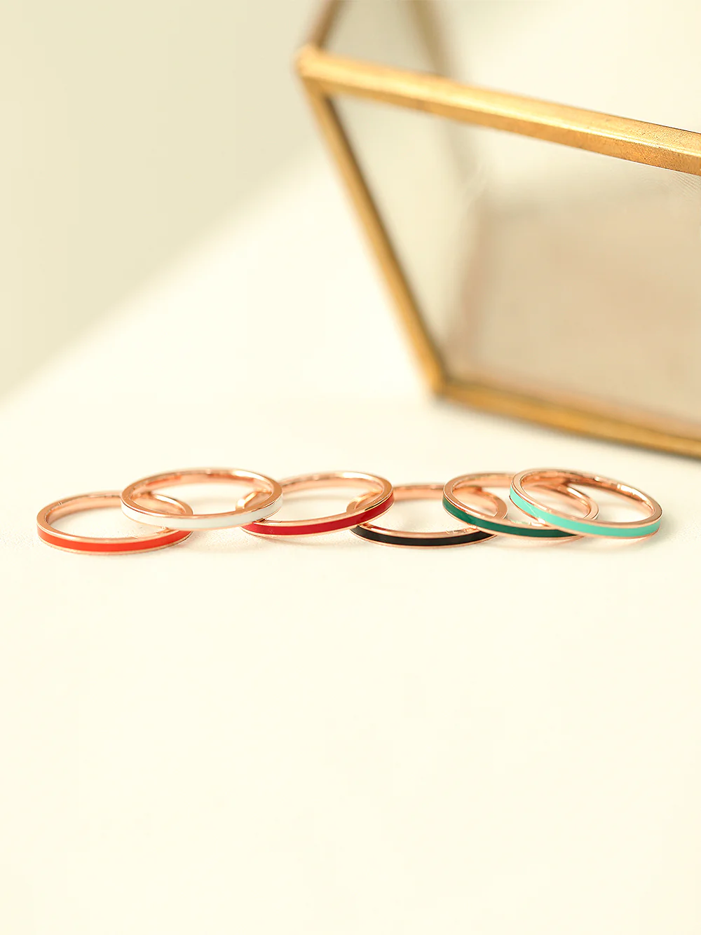 14K Gold Hollow Color Enamel Ring - Image 2