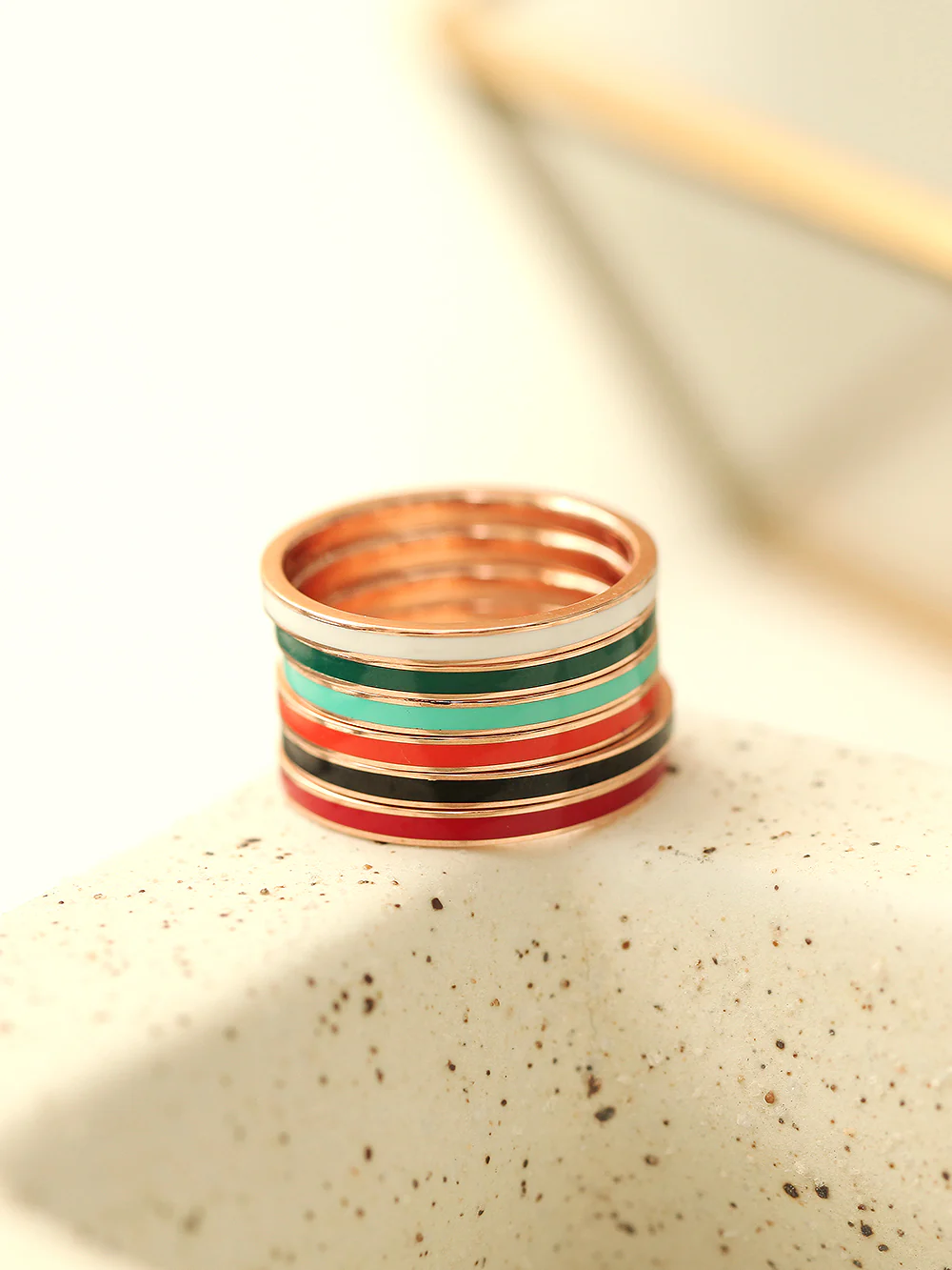 14K Gold Hollow Color Enamel Ring - Image 5