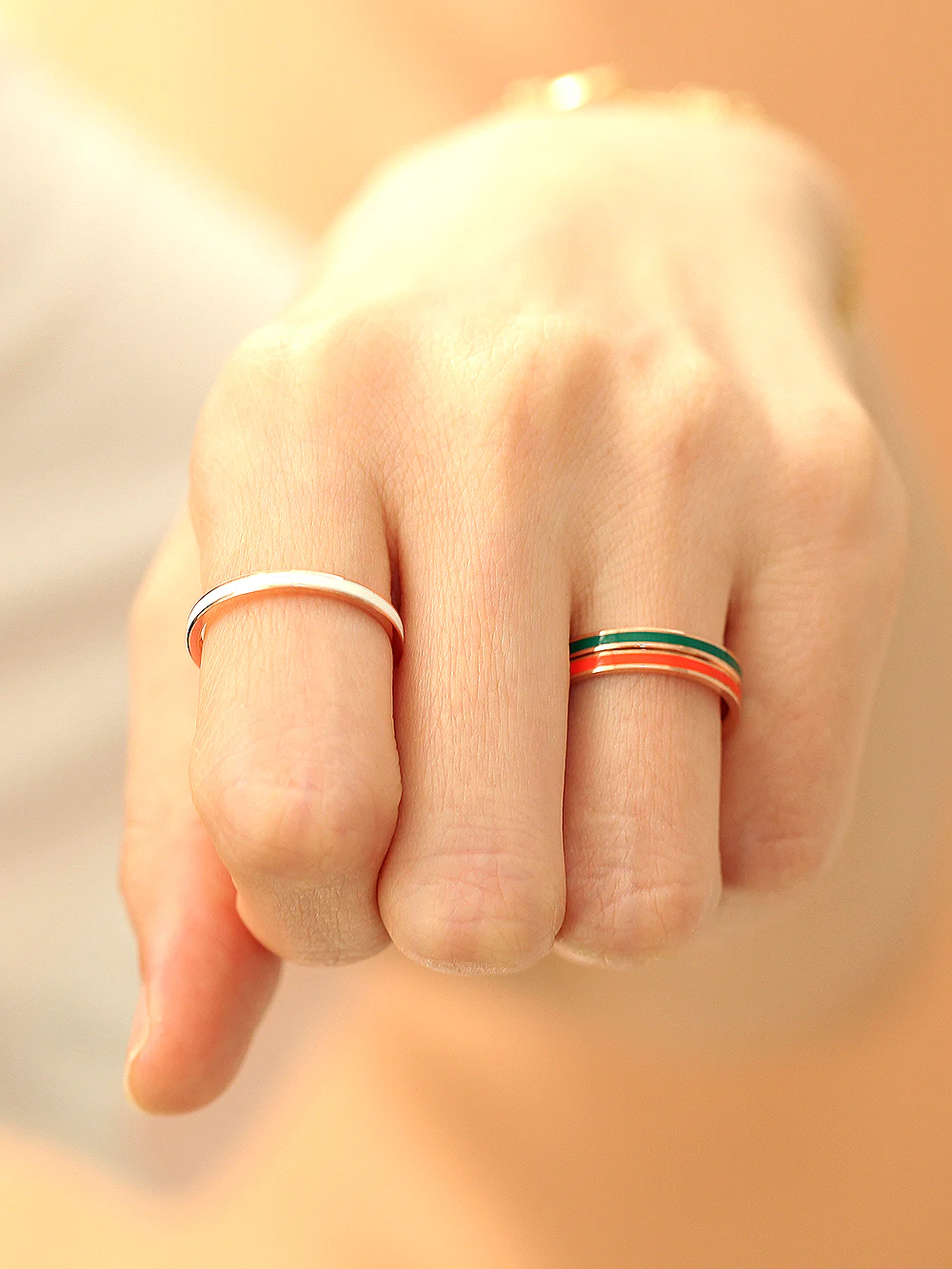14K Gold Hollow Color Enamel Ring - Image 7