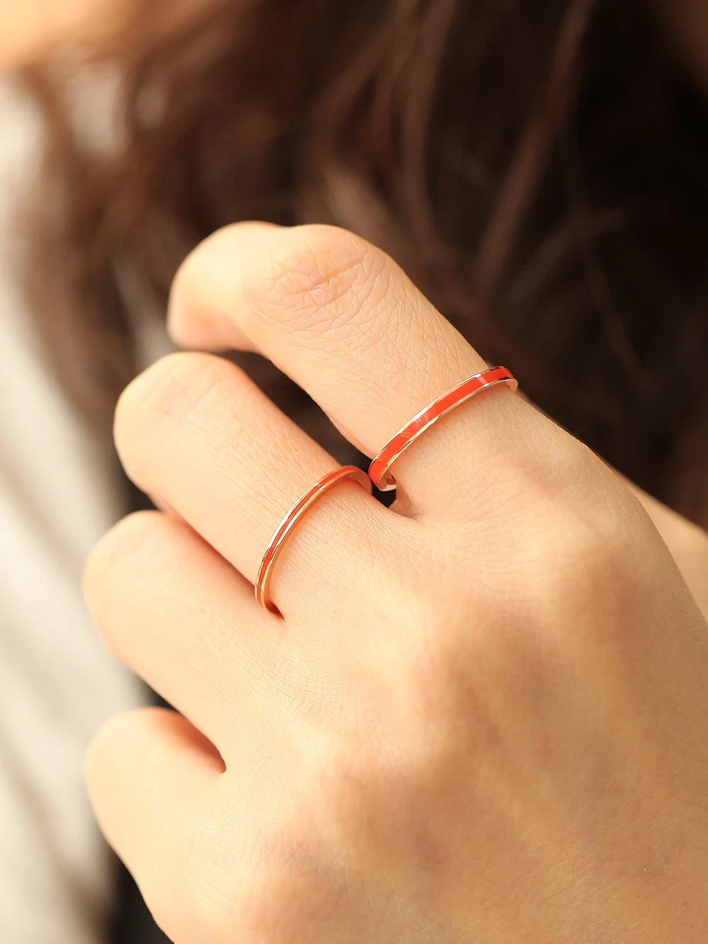 14K Gold Hollow Color Enamel Ring - Image 9