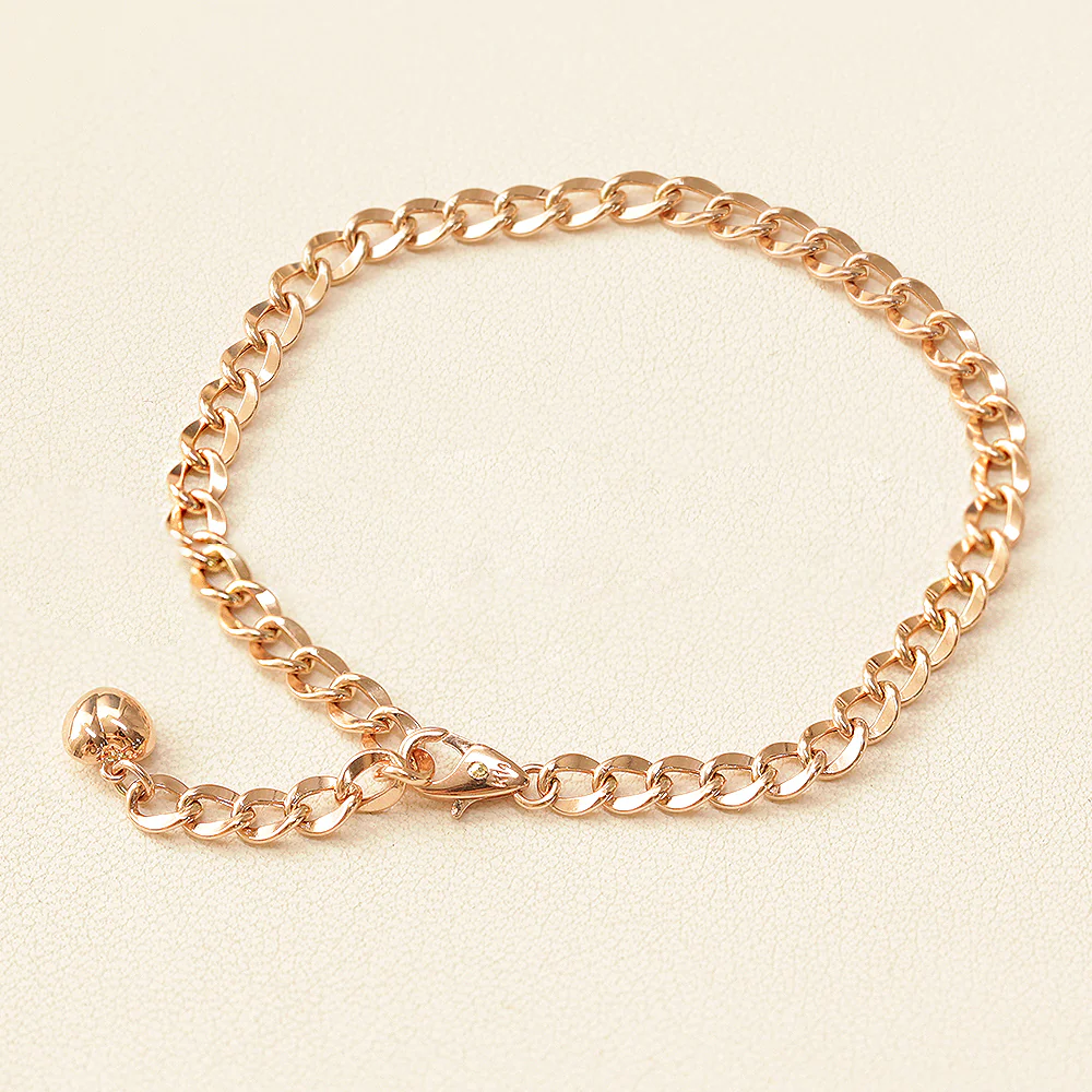 14K Gold Hollow Semi-circular Curved Chain Anklet Bracelet - Image 13