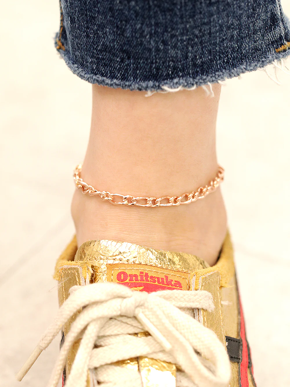 14K Gold Hollow Knot Chain Anklet