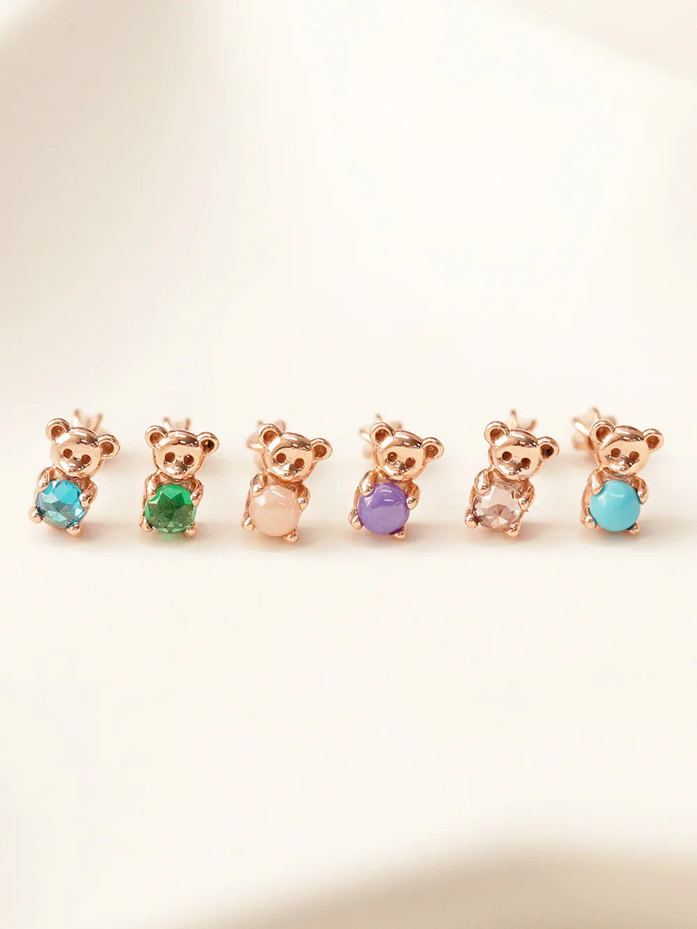 14K Gold Bear Gemstone Cartilage Earring 18G16G