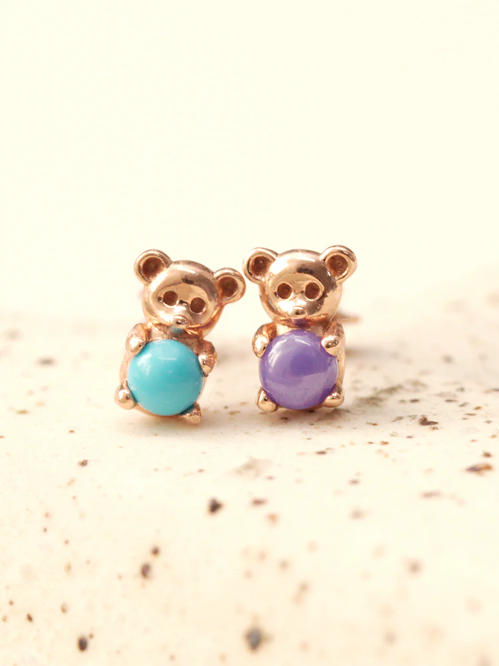 14K Gold Bear Gemstone Cartilage Earring 18G16G - Image 10