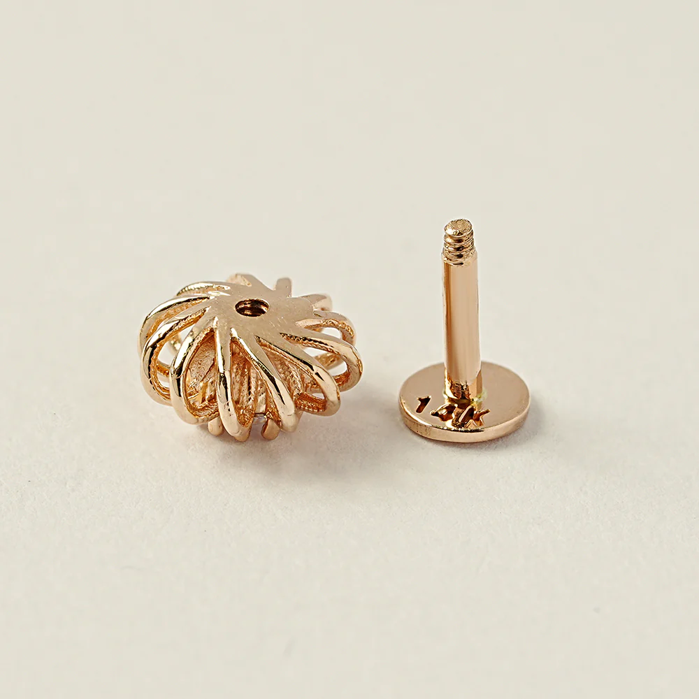 14K Gold Hurricane CZ Labret Piercing 18G16G - Image 12