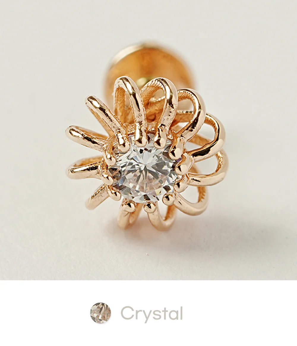 14K Gold Hurricane CZ Labret Piercing 18G16G - Image 15
