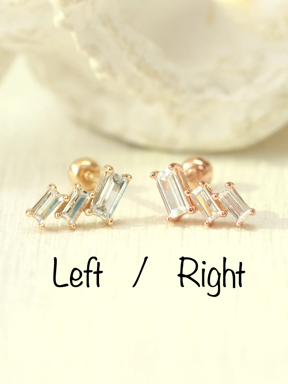 14K Gold Ice Cubic Cartilage Earring 20G18G - Image 2