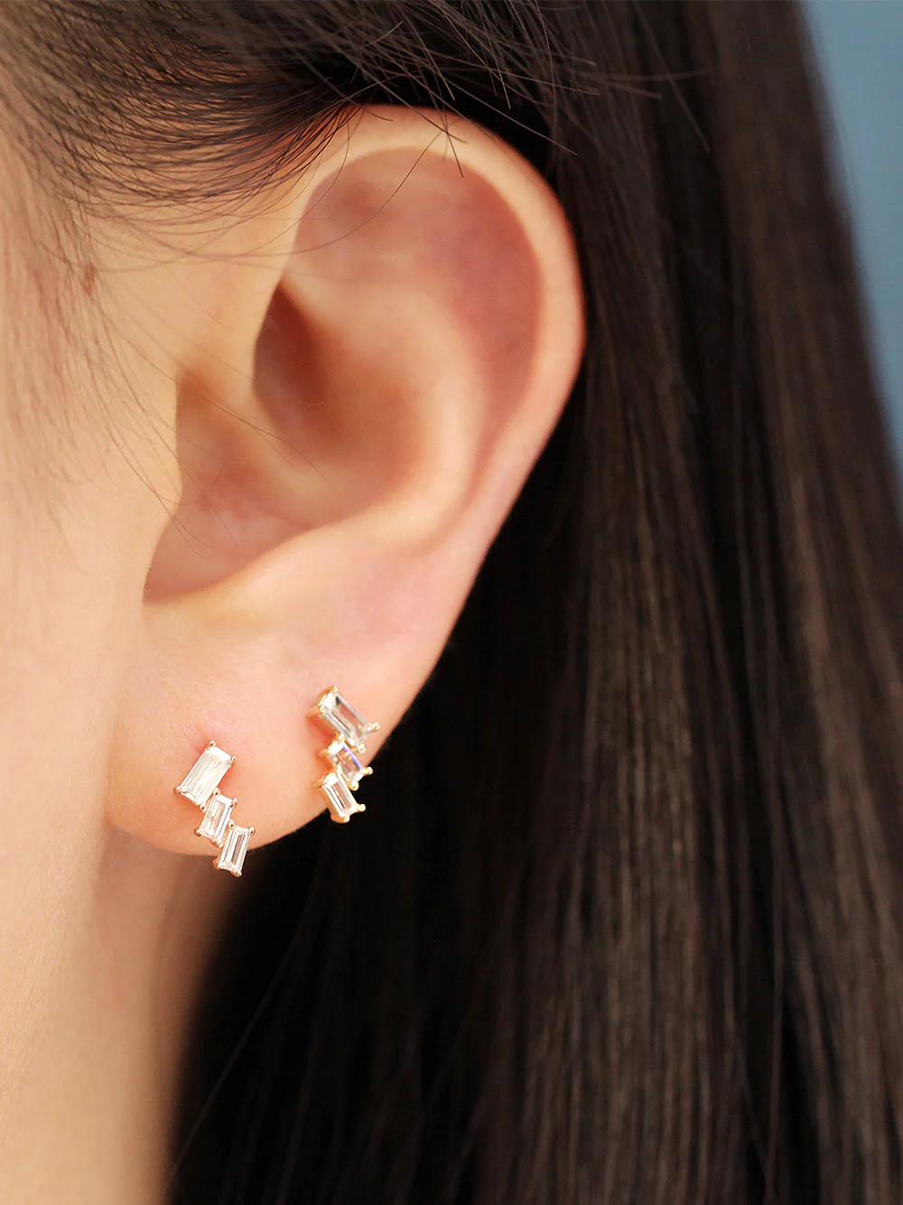14K Gold Ice Cubic Cartilage Earring 20G18G - Image 5