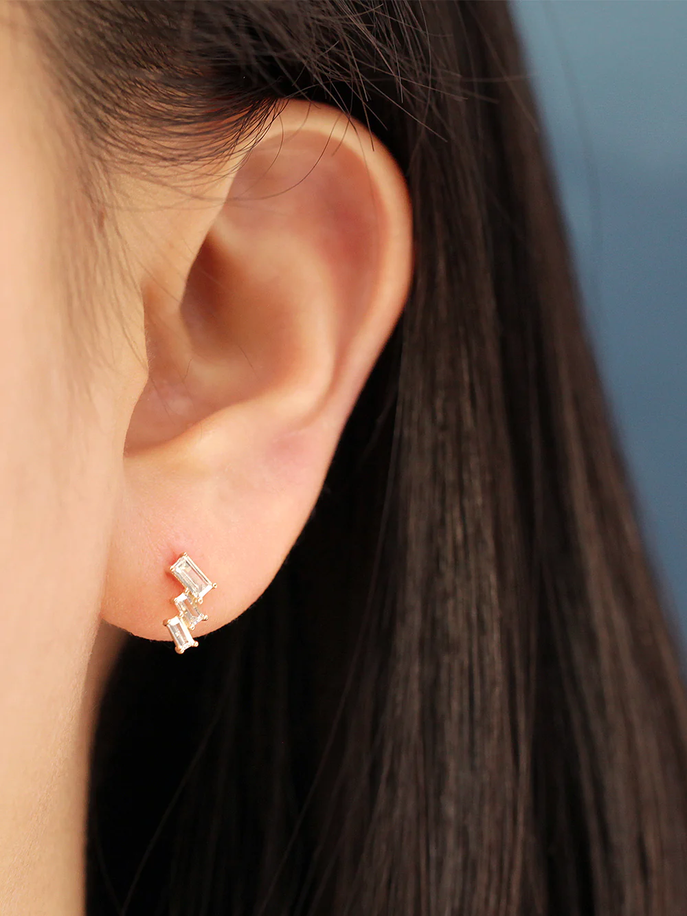 14K Gold Ice Cubic Cartilage Earring 20G18G - Image 6