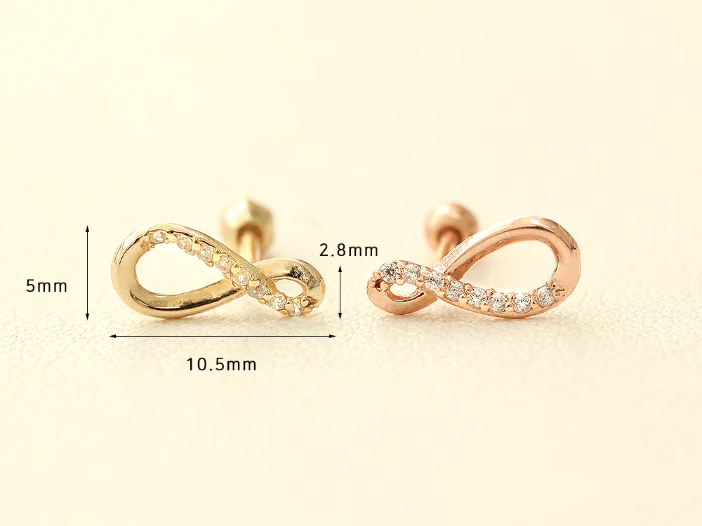 14K Gold Infinite Cubic Cartilage Earring 18G16G - Image 10
