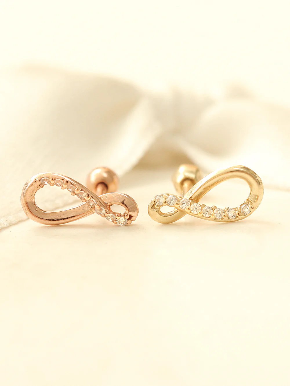 14K Gold Infinite Cubic Cartilage Earring 18G16G - Image 6