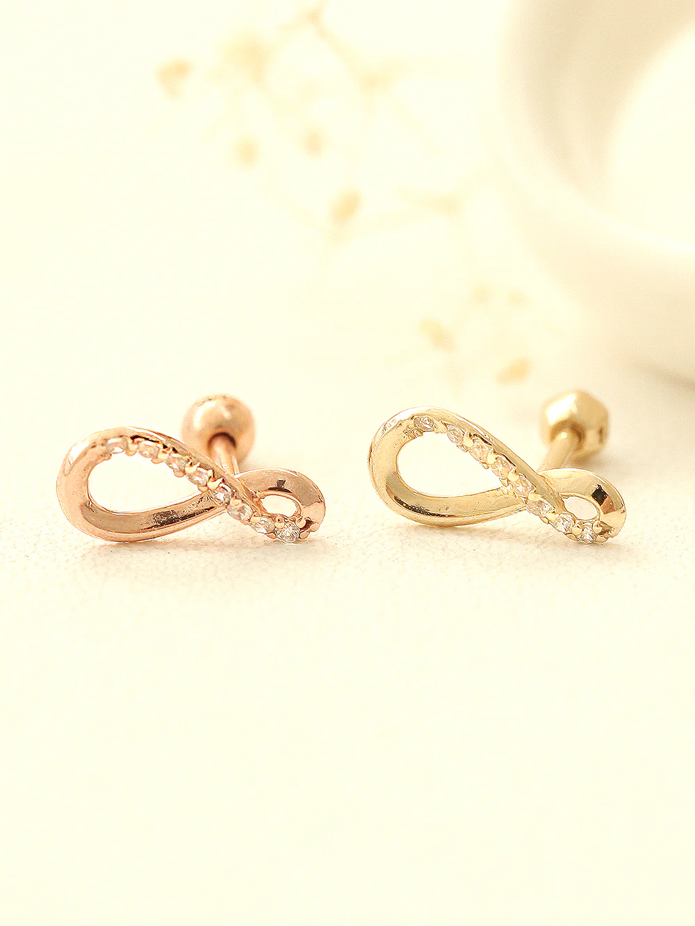 14K Gold Infinite Cubic Cartilage Earring 18G16G - Image 8