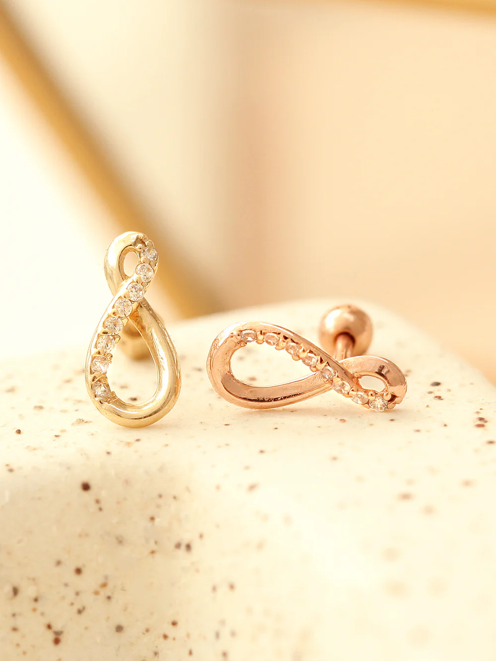 14K Gold Infinite Cubic Cartilage Earring 18G16G - Image 9