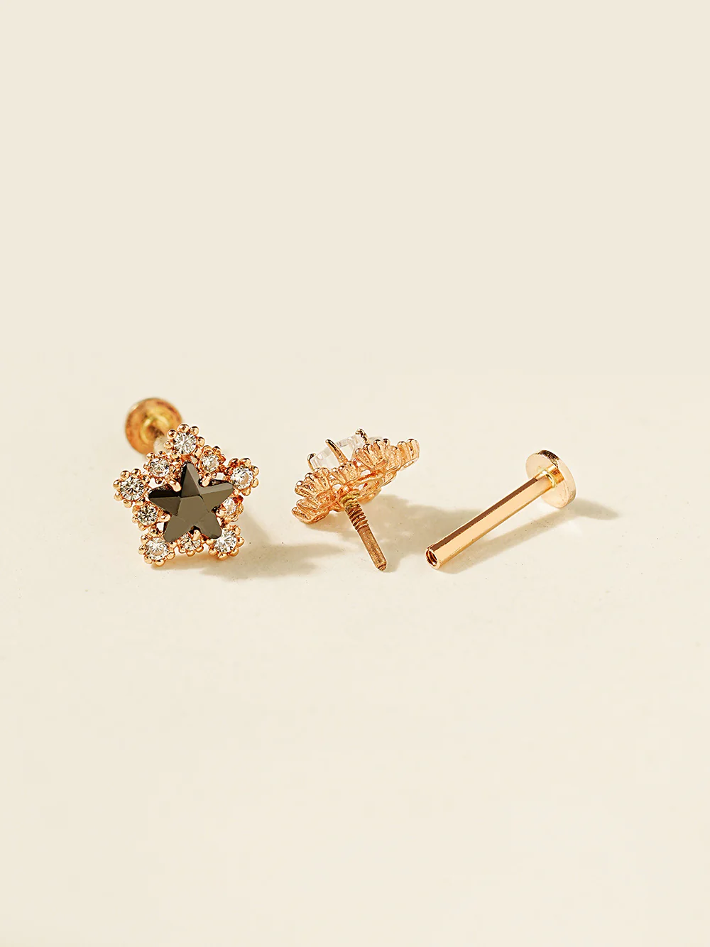 14K Gold Internal Shooting Star Labret Piercing 18G16G - Image 13
