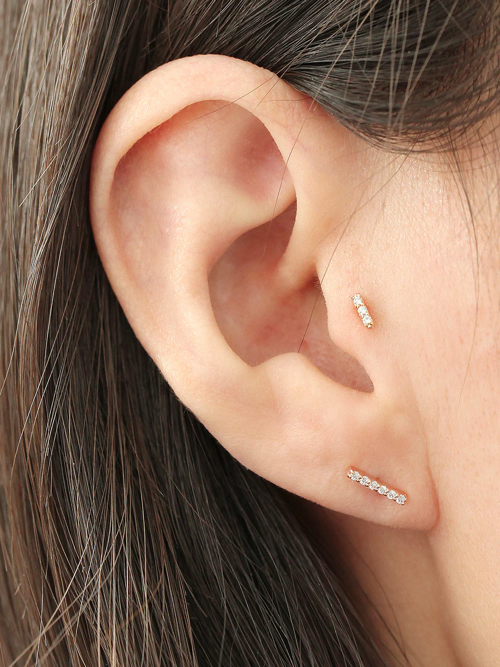 14K Gold Internally Threaded Cubic Stick Labret Piercing 18G16G - Image 8