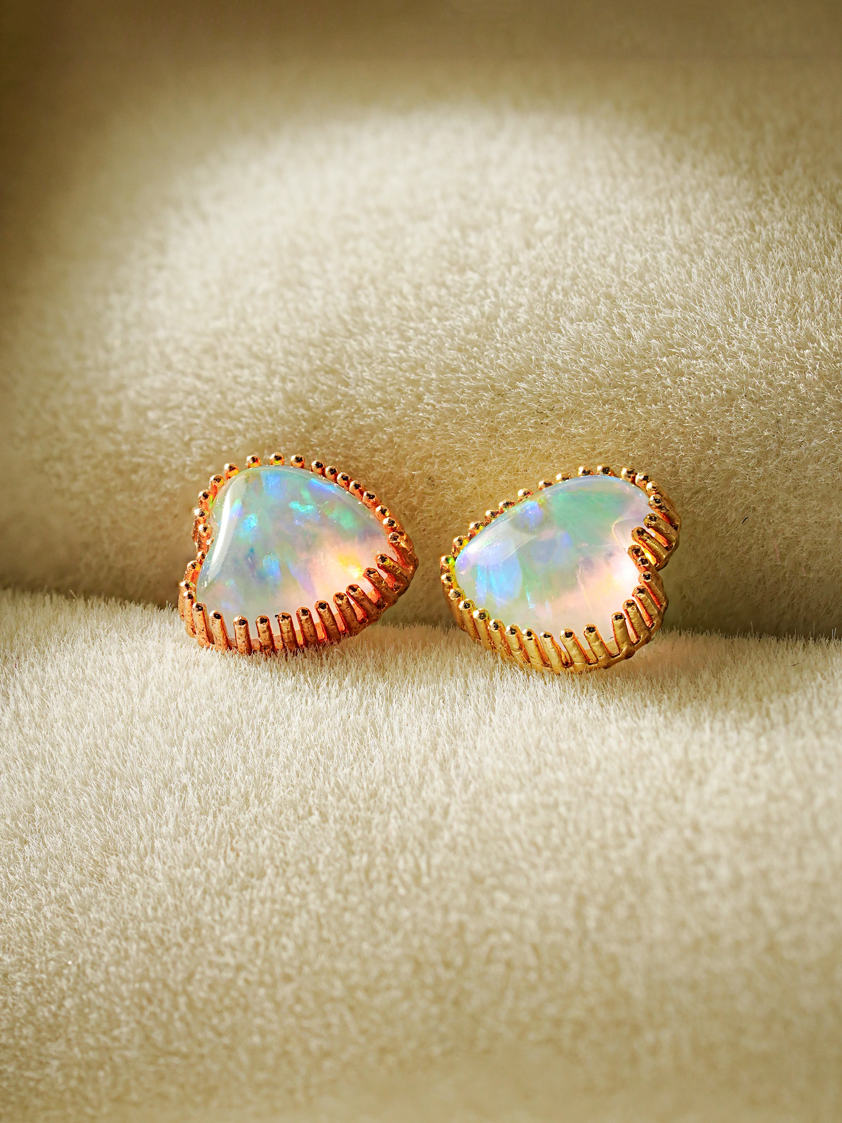 14K Gold Jelly Opal Internally Threaded Labret Piercing 18G16G - Image 7