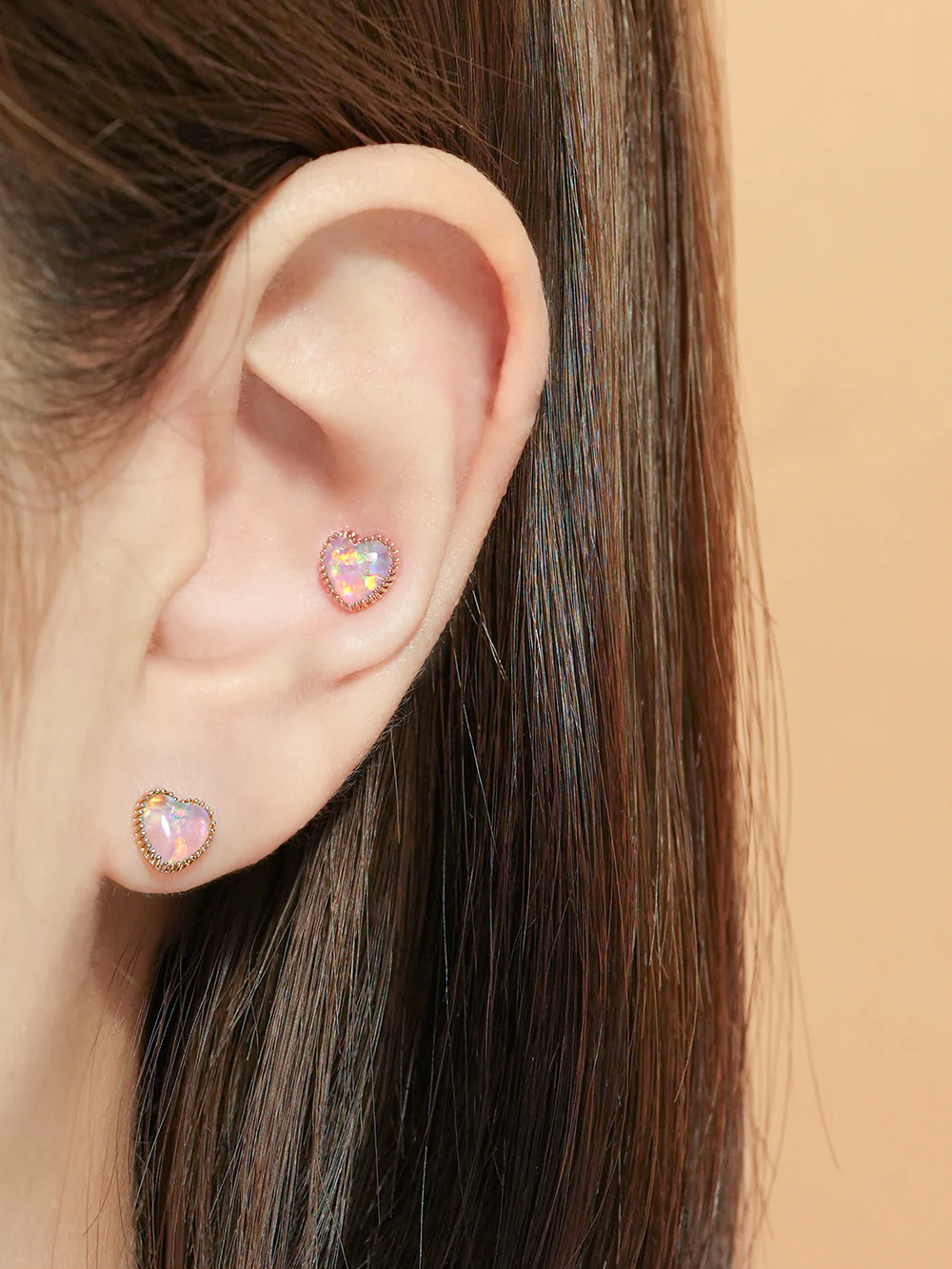 14K Gold Jelly Opal Internally Threaded Labret Piercing 18G16G - Image 8