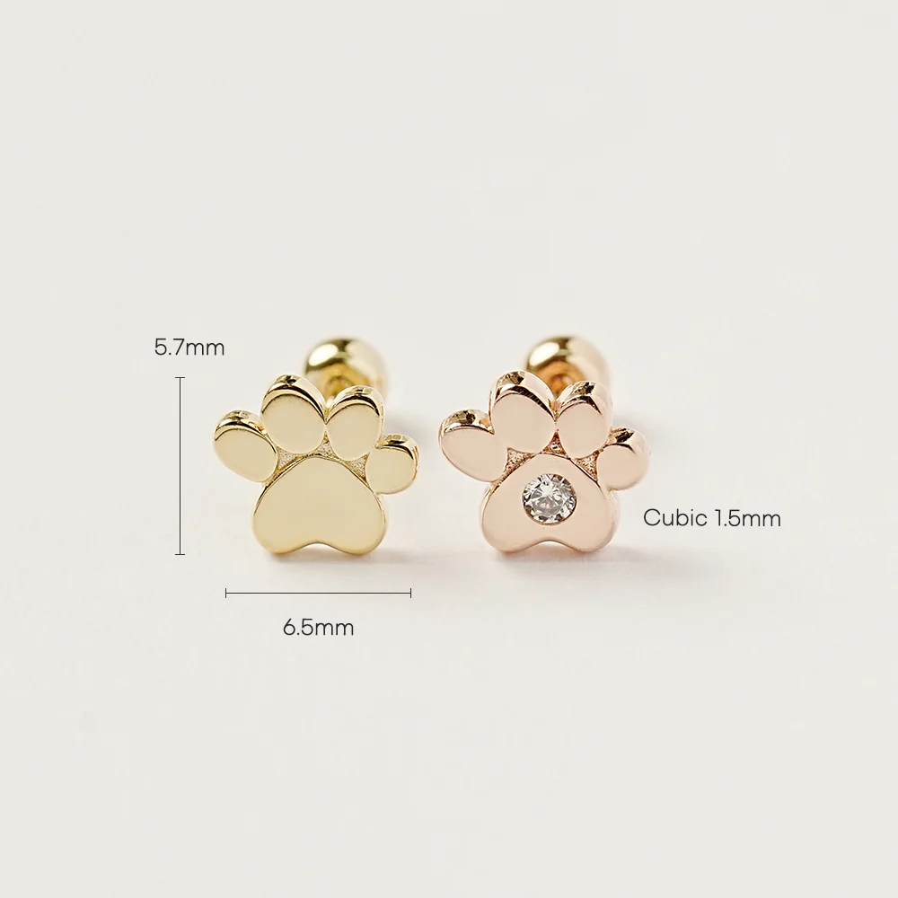 14K Gold Jelly Paw Cartilage Earring 20G18G16G - Image 12