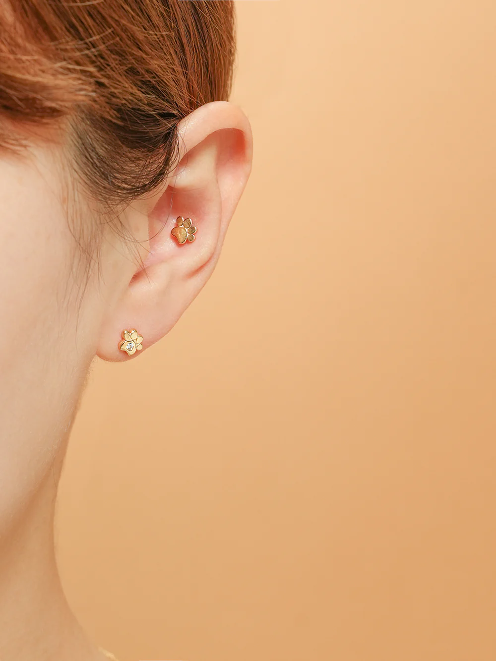 14K Gold Jelly Paw Cartilage Earring 20G18G16G - Image 4