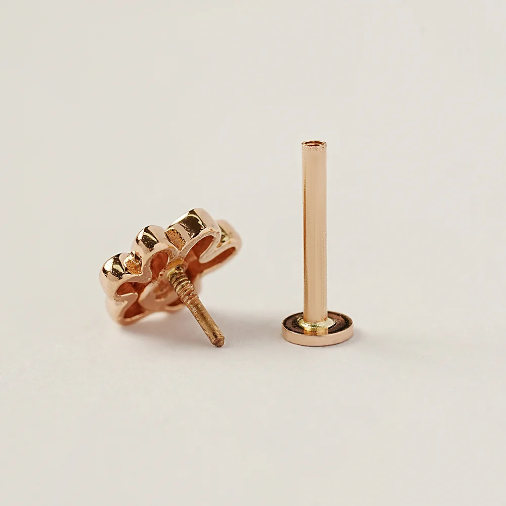14K Gold Jelly Paw Internally Threaded Labret Piercing 18G16G - Image 15