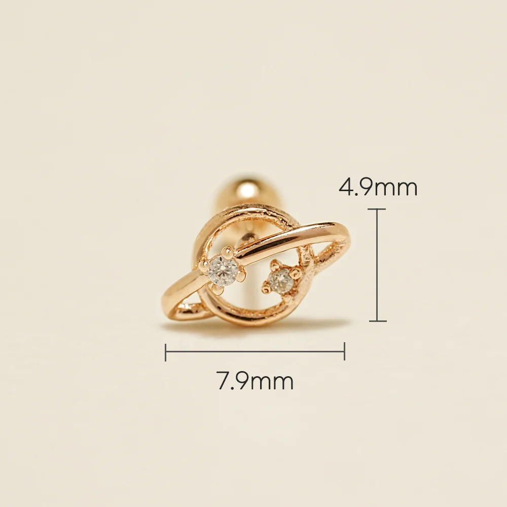14K Gold Jupiter Cartilage Earring 20G - Image 6