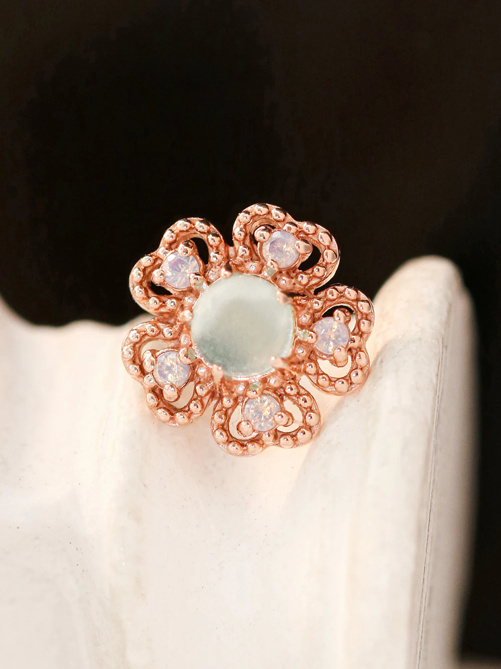 14K Gold Antique Gemstone Flower Cartilage Earring 18G16G - Image 9