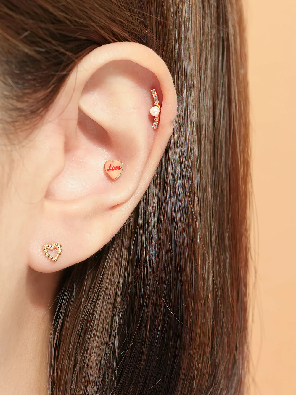 14K Gold Kitsch Love Cartilage Earring 20G - Image 4