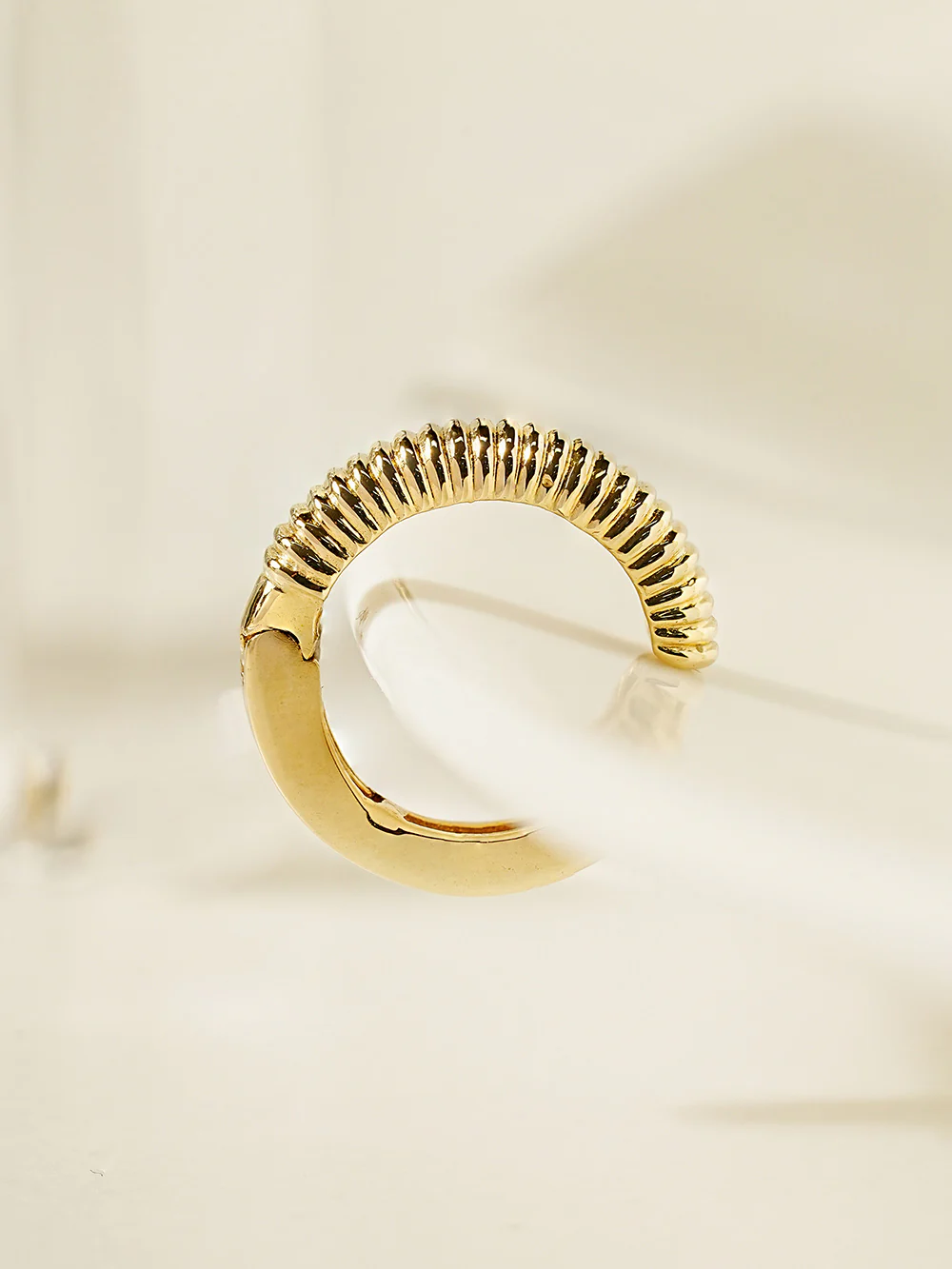 14K Gold Larva Patterned Ear cuff - Image 12