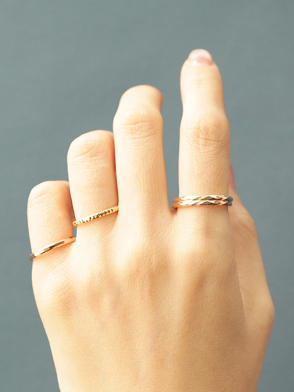 14K Gold Hallow Layered Cutting Guard Ring - Image 5