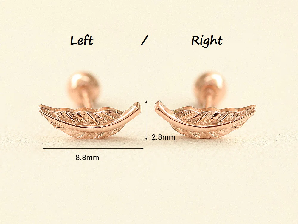14K Gold Leaf Cartilage Earring 20G - Image 7