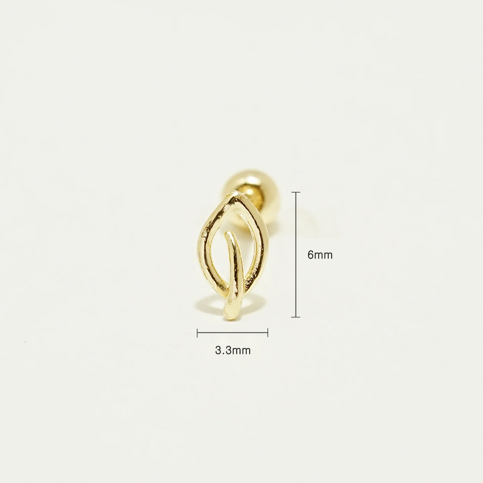 14K Gold Leaf Point Cartilage Earring 20G - Image 8