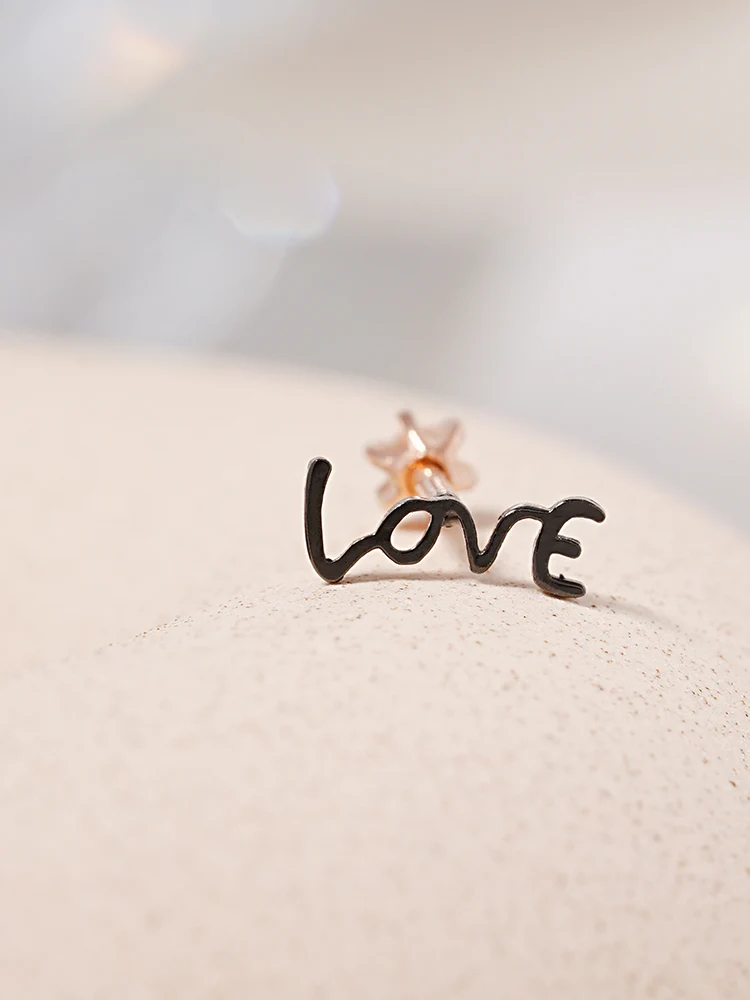 14K Gold Lettering Tattoo Cartilage Earring 18G16G - Image 14