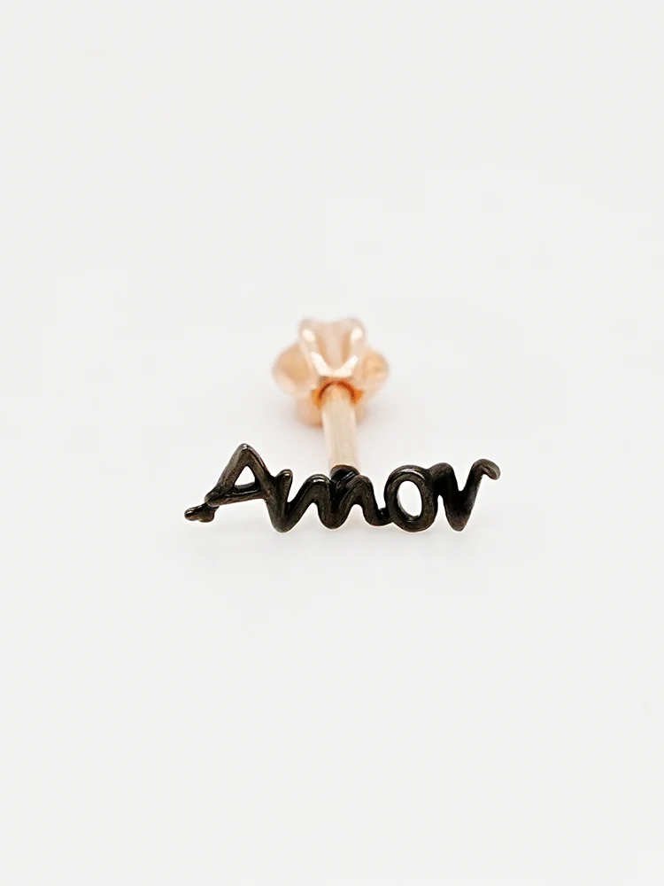 14K Gold Lettering Tattoo Cartilage Earring 18G16G - Image 24