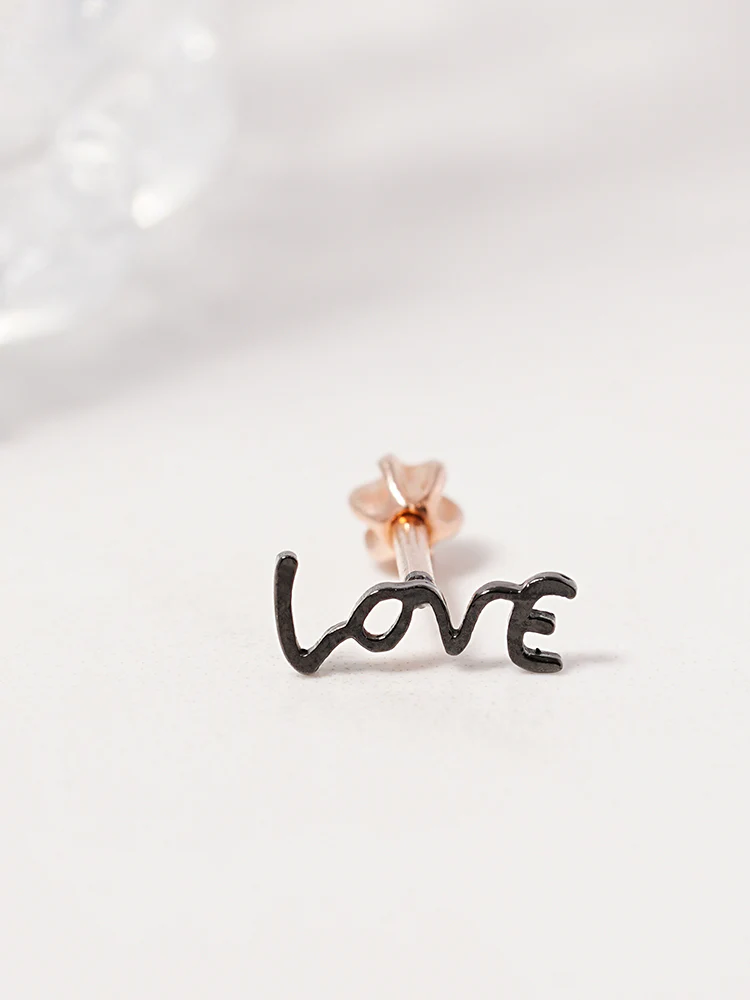 14K Gold Lettering Tattoo Cartilage Earring 18G16G - Image 3