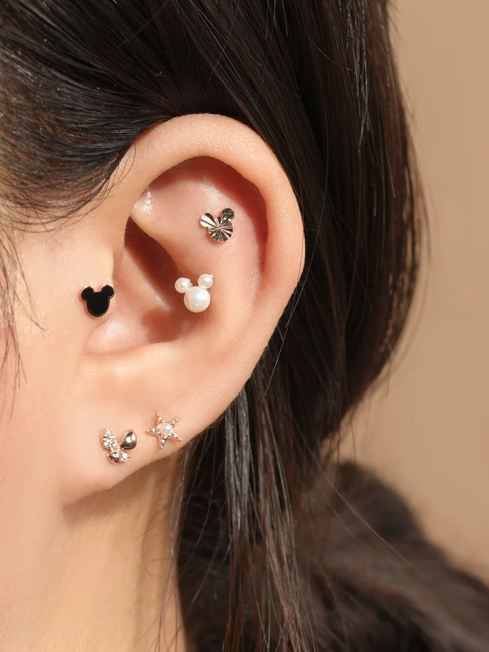 14K Gold Life Butterfly Cartilage Earring 20G - Image 4